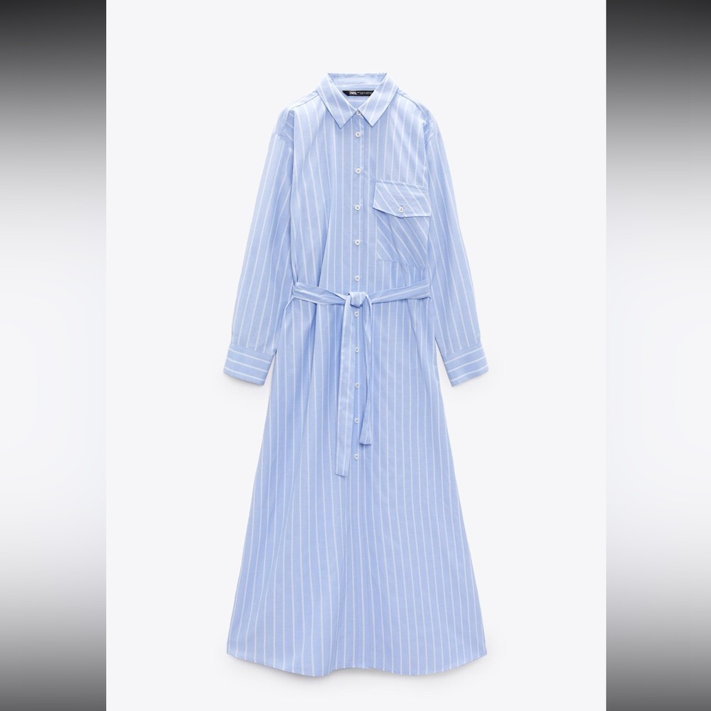 Blue Striped Shirt Dress Zara , size S (Goes without belt)